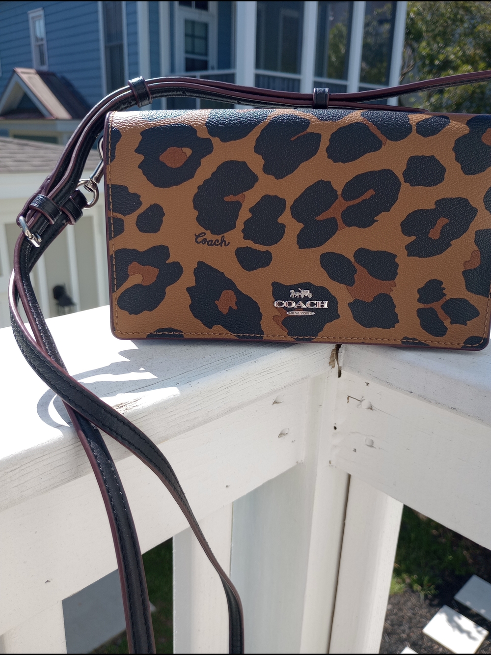 Coach Leopard-Print Crossbody in Brown and Black